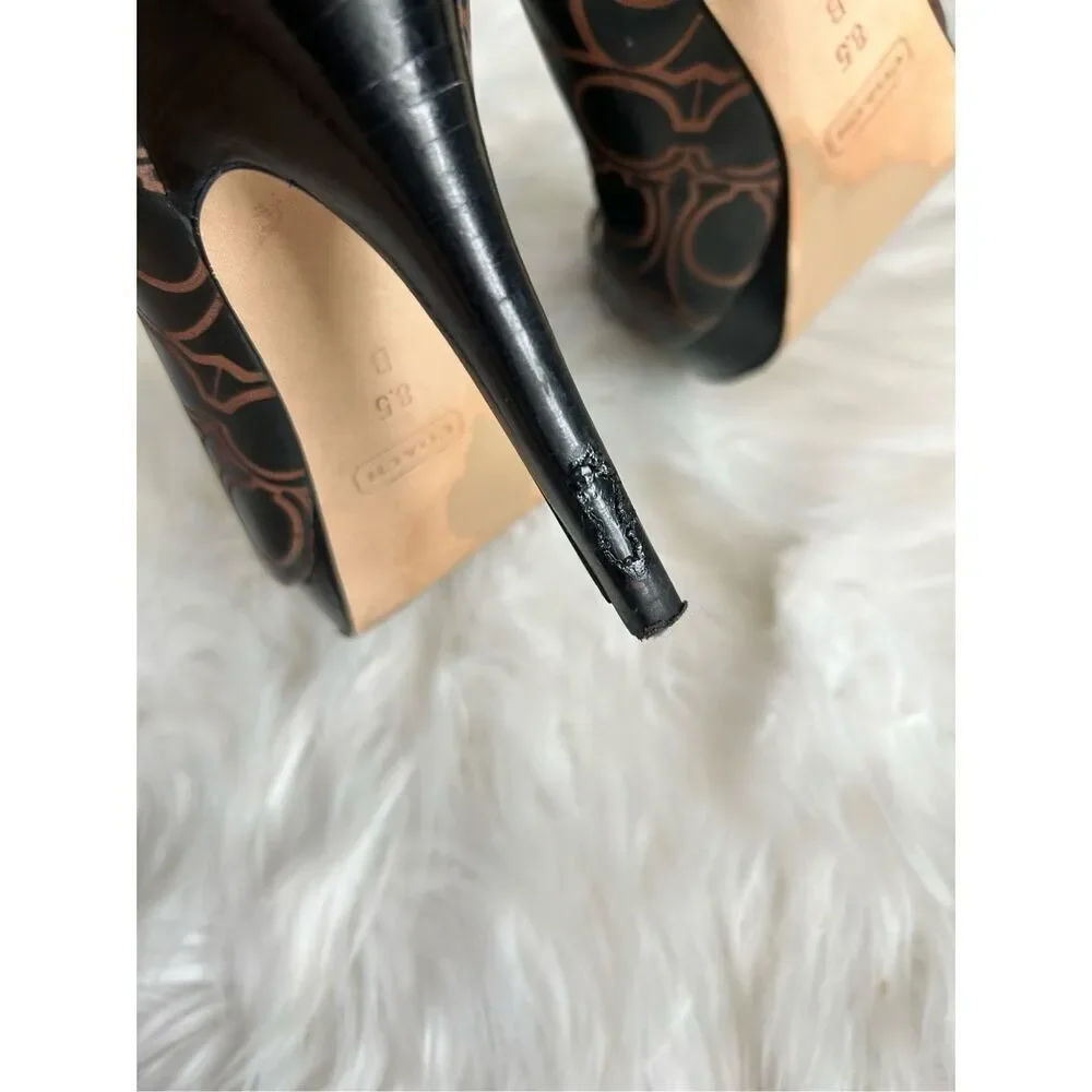 Coach Black Logo Platform Pumps 8.5 heels 4.5 heels